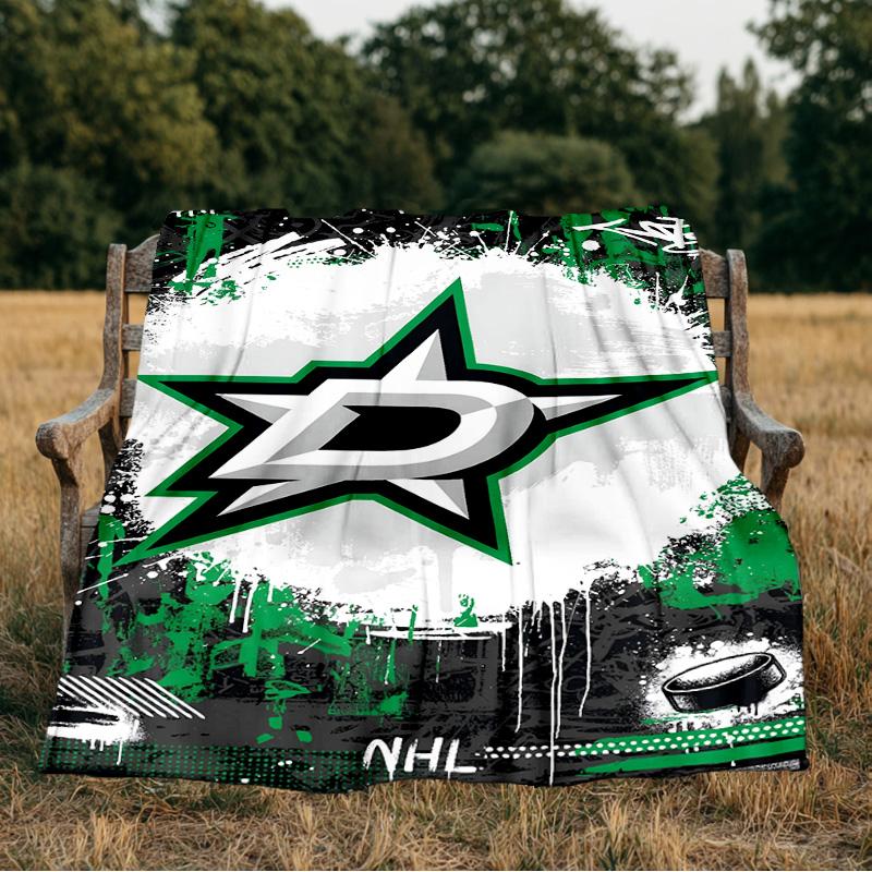 Dallas Hockey Team Blanket Flannel Throw for Sofa, Indoor, Camping, Living Room, Office, Chair, And Bed Soft Birthday Gift