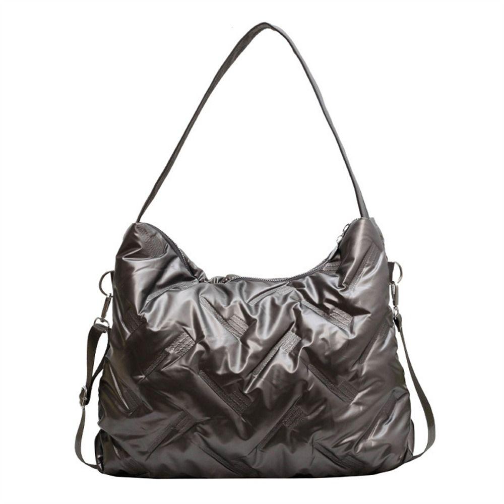 Versatile Quilted Crossbody Shoulder Bags Down Cotton Padded Large Capacity Handbags Solid Color Messenger Bag for Women Men