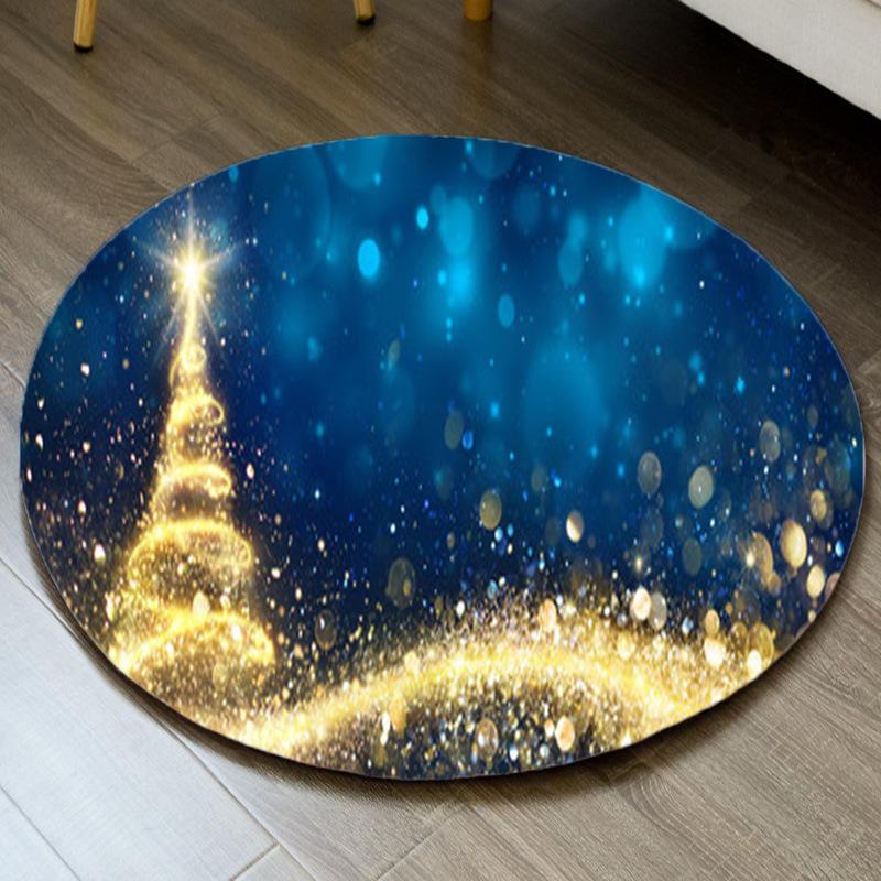 Weihnachten Rundteppich Schlafzimmer Wohnzimmer Garderobe mit Teppich Sofa Kante Gaming Stuhl Rutschfeste Matte Weihnachtsgeschenk