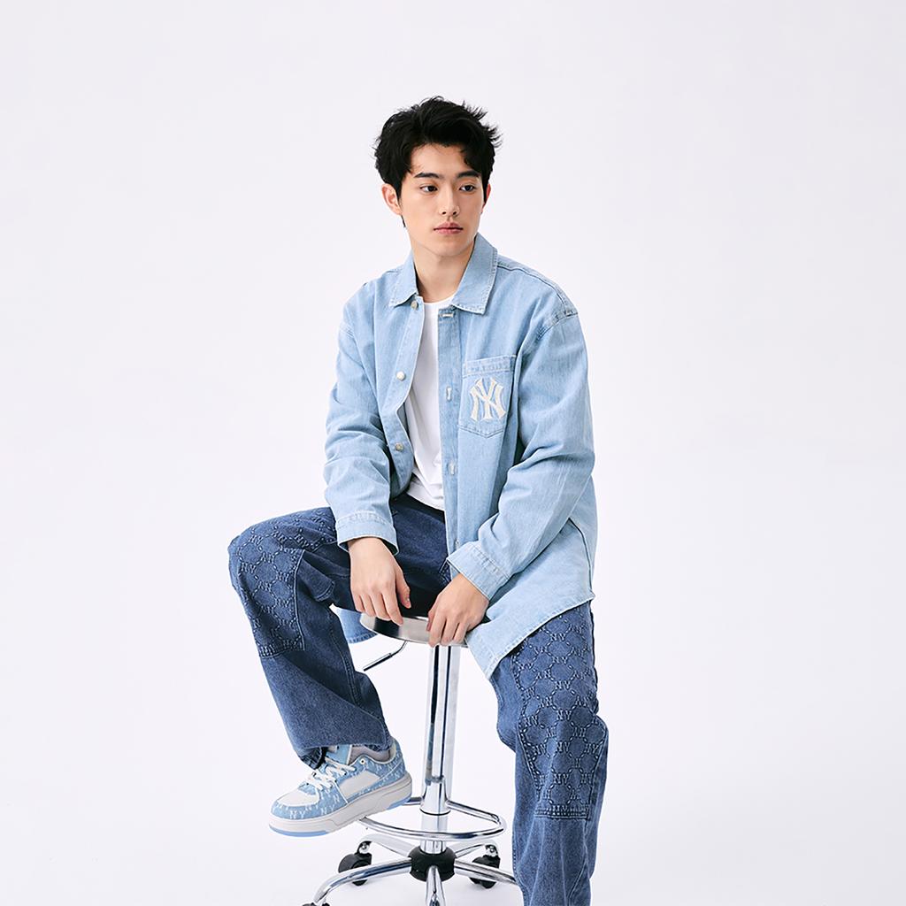 New MLB New York Yankees Basic Collection SS25 Long-Sleeved Shirts Unisex Light Blue 3ADRB0151-50BLL