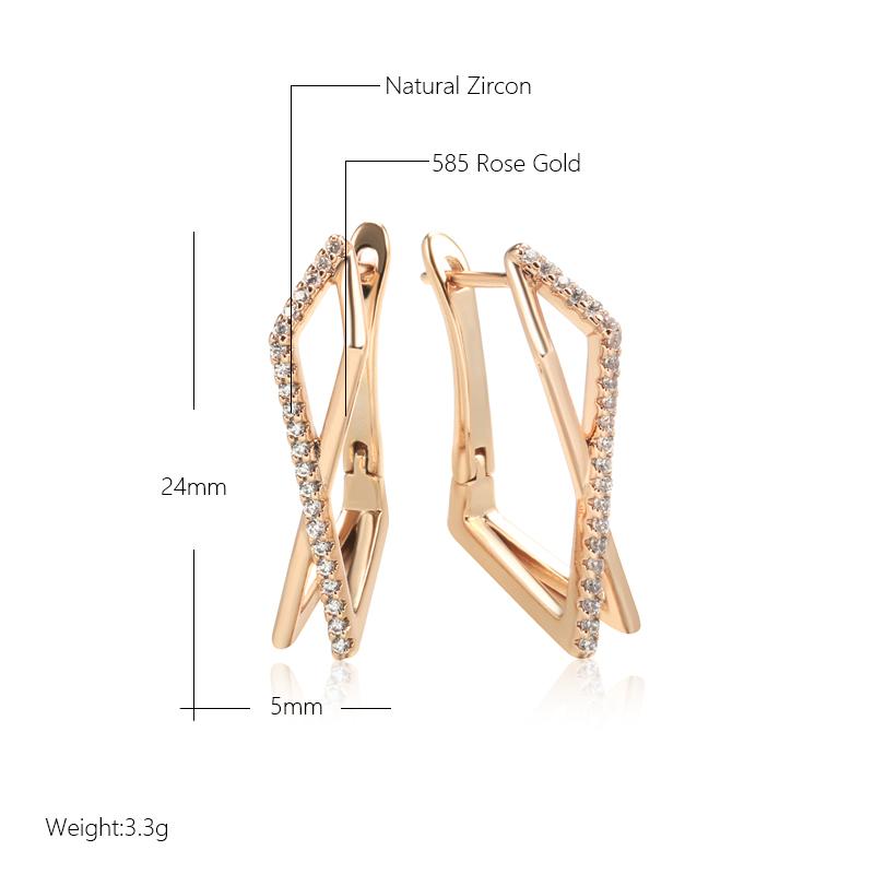 New Fashion Natural Zircon Hoop Earring For Woman Rose Gold Color Simple Geometry Wedding High Quality Daily Jewelry
