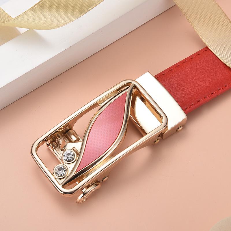 Stylish Women's Automatic Buckle Leather Belt - Genuine Leather, Korean Trend, Versatile Fashion Waistband for Students