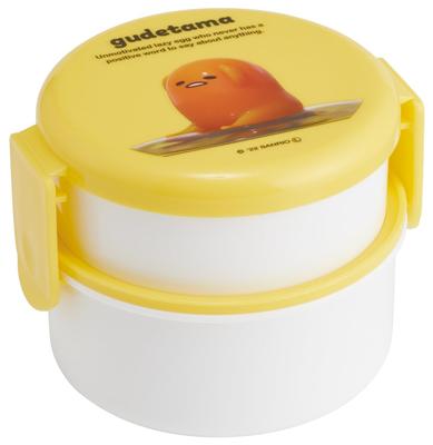 Pudełko na okrągłe kulki ryżowe Skater Bento 500 ml Wyprodukowano w Sanrio Gutetama Pudełko dla dziewczynki 3D, Antybakteryjne, Dwupoziomowe, Widelec, Pojemność, Japonia, Można używać w mikrofalówce,