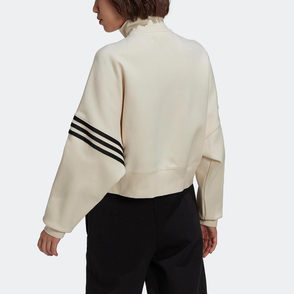adidas Veste de survêtement Originals Trefoil FW22 avec logo brodé et col montant ample pour femme Blanc cassé HM1749