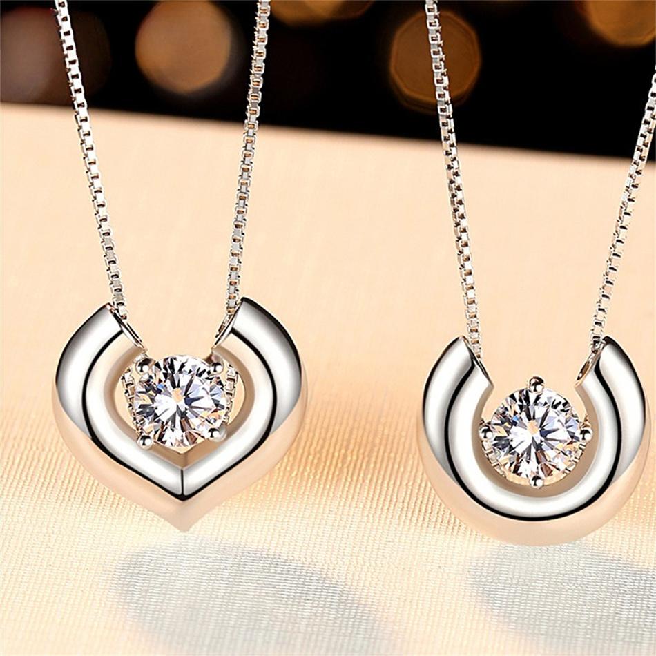 

Heart Letter U Shape 0.5 Carat Moissanite Diamond 925 Sterling Silver Versatile Fashion Pendant Necklace Women s Jewelry