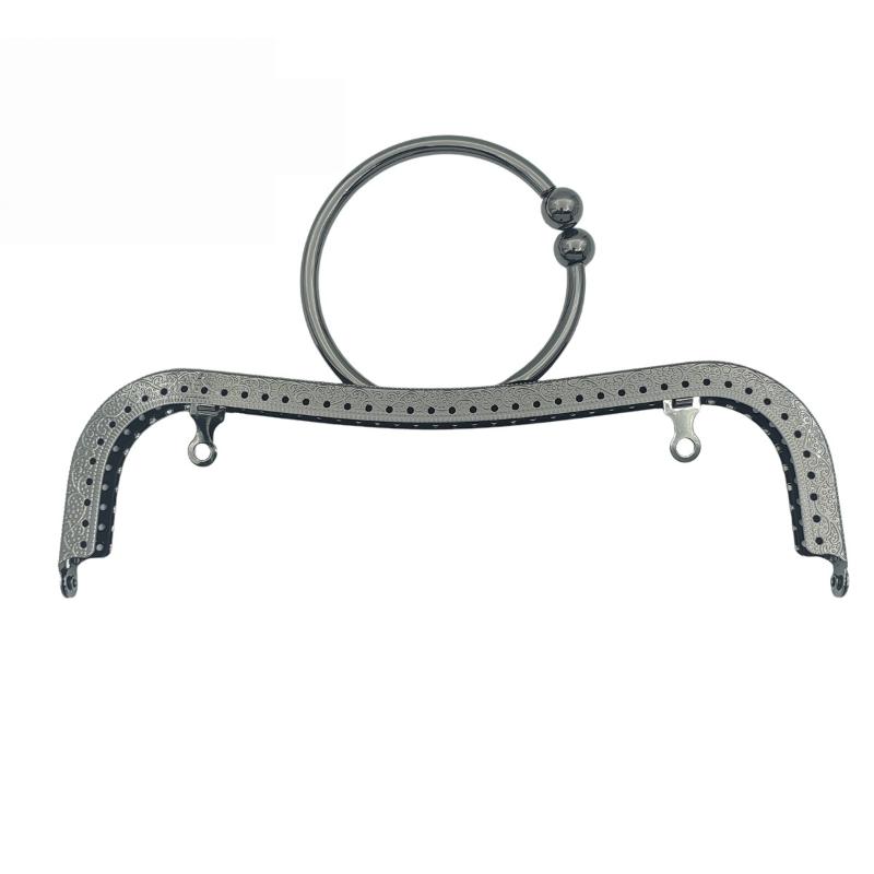 22cm Metal Frame with Kiss Clasp Lock for DIY Creative Bag Handle Projects