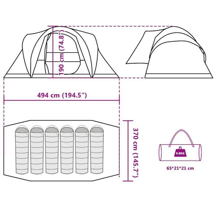 VidaXL Tente familiale à dôme 6 personnes bleu imperméable 4009468