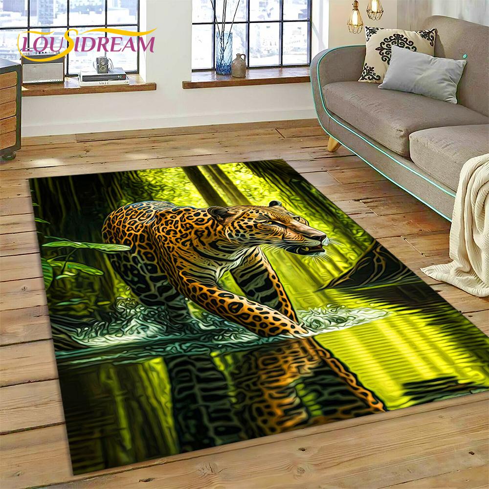3D Beast Tiger Lion Animal Wildlife Cartoon Carpet Rug for Home Living Room Bedroom Sofa Doormat Decor,kid Area Rug Non-slip Mat