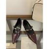 2025 New Autumn Pointed Single Shoes Women's Inner Height Increase of 5cm Not Tired Feet French Retro Mary Jane Small Leather Shoes