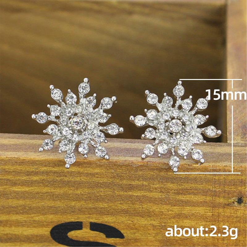 BELLA BOX Octagonal Snow Flower Design Shine Women Stud Earring Romantic Wedding Bridal Earring Delicate Gift For Girl New Arrival