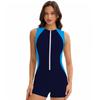 European and American new color-block one-piece swimsuit for women, sleeveless, tight-zipper, conservative sleeveless sleeveless swimsuit wholesale