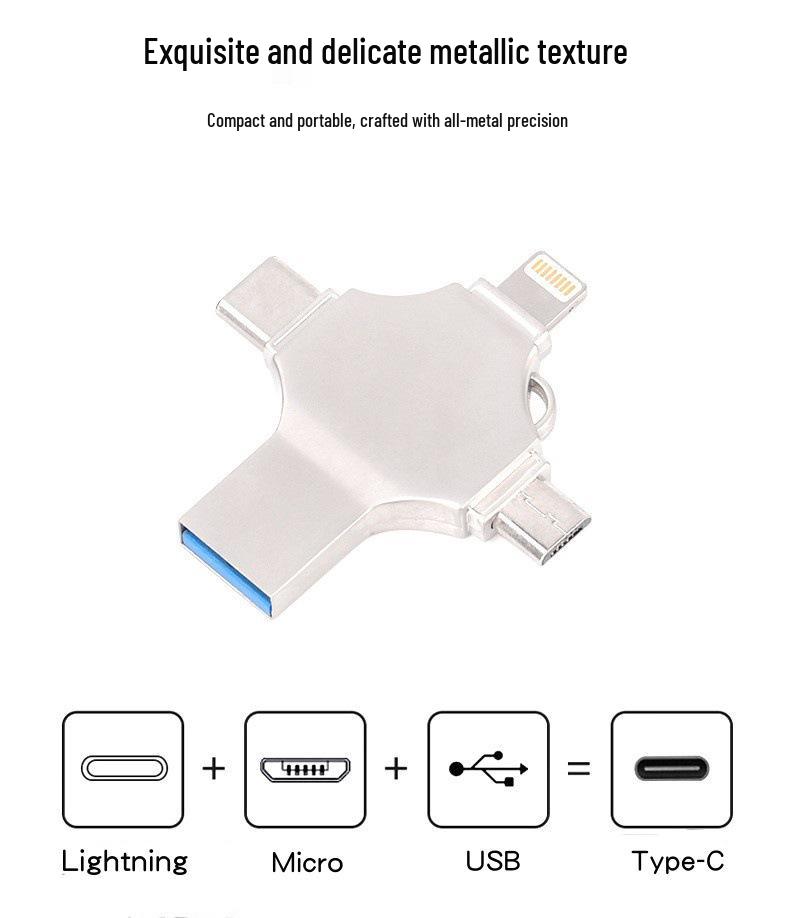 Compatible High-Speed 4-in-1 USB Interface for Apple & Android (64GB, 128GB, 256GB, 512GB, 1TB)