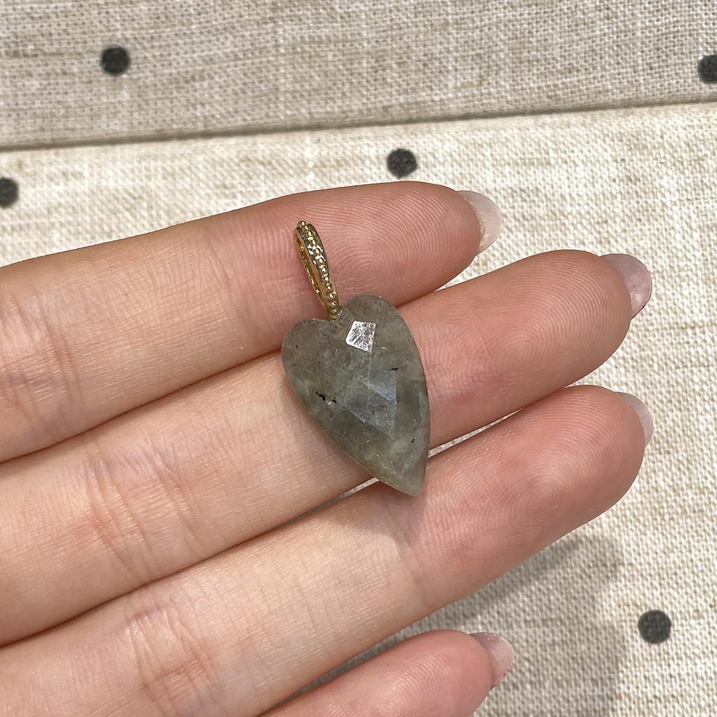 3 Stück, Natürlicher Stein Herz Facettierter Anhänger 12x30mm Vergoldete Strass-Öse Charme Für DIY Halskette Schmuckherstellung