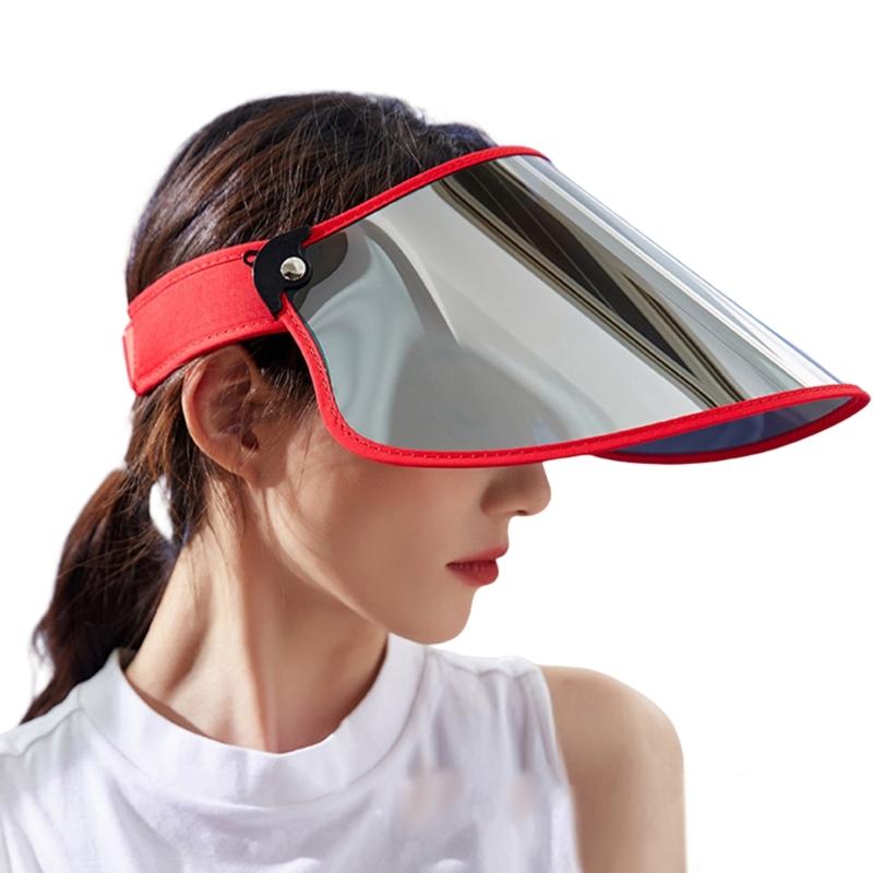 Women's Empty Top Wide Brimmed Colored Lens Sun Visors Hat for Summer Beach and Outdoor Activities