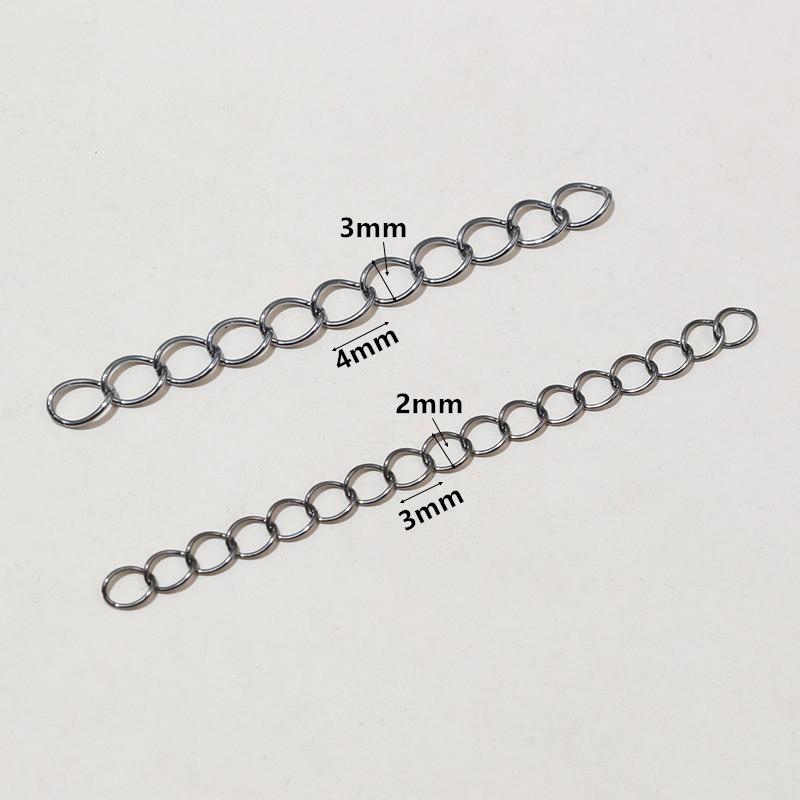 50pcs 50mm Length 3x2/4x3mm Necklace Extension Chain Bulk Tail Chains Extender For Bracelet DIY Jewelry Making Accessories
