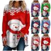 Women's Loose Fit Pullover Sweatshirt Snowman Print Long Sleeve Top Crew Neck Holiday Casual Sweater Lightweight Soft Fabric