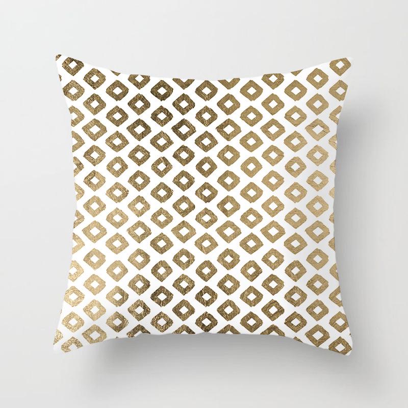 

European Style Golden Geometric Print Car Pillow Cover Sofa Cushion Cover Home Furnishings 45 * 45Cm (excluding pillow core)