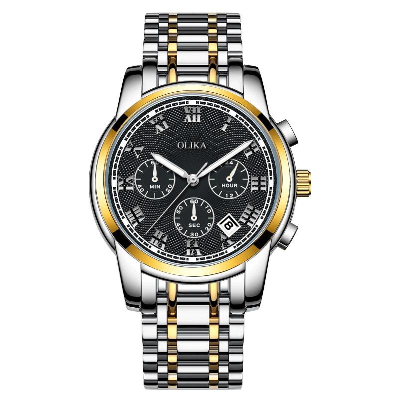 

Новые Модные Мужские Часы Лучшего Бренда Ремешок из Изысканной Стали Повседневные Спортивные Люминесцентные Водонепроницаемые Часы с Тремя Стрелками и Шестью Стрелками