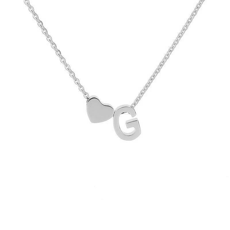 Stainless Steel Gold Heart & Alphabet Bead Necklace A-Z