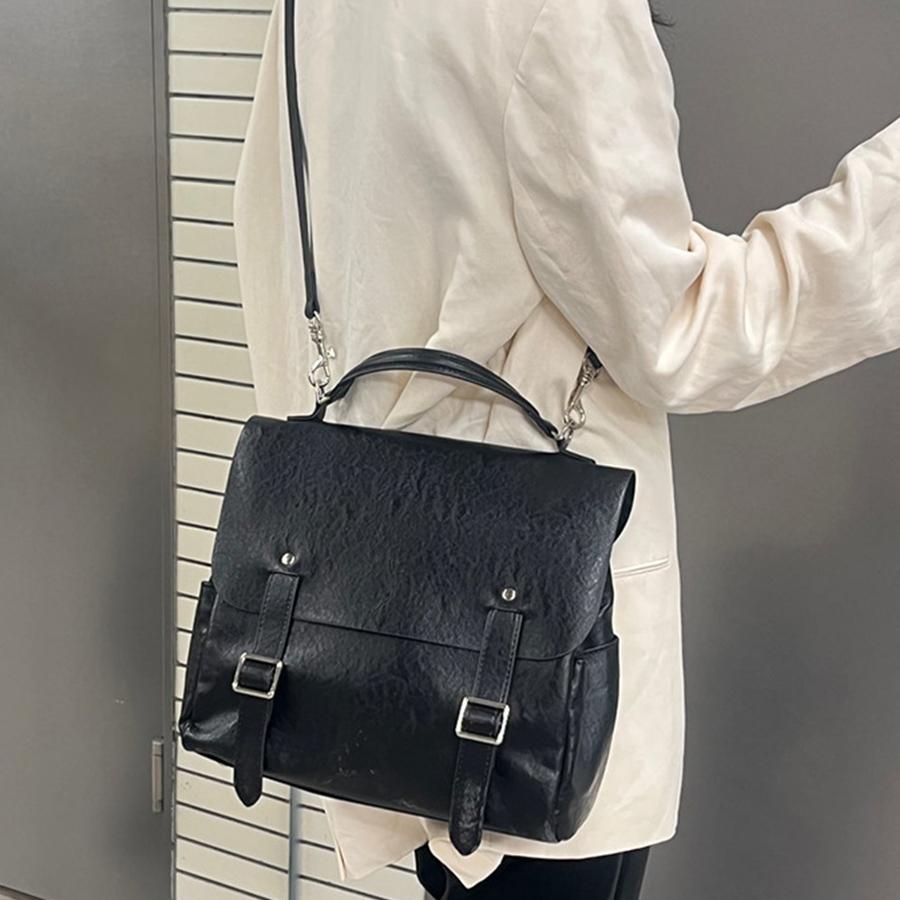 Original Street Style Backpack Travel Casual Waterproof Leather Flip-Top Shoulder Bag Large Women's Travel Bag Handbag Leather Bag