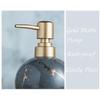Gold Soap Dispenser for Bathroom or Kitchen, Cute Marble Round Ceramic Lotion Bottle, Rust-Free Pump(White)