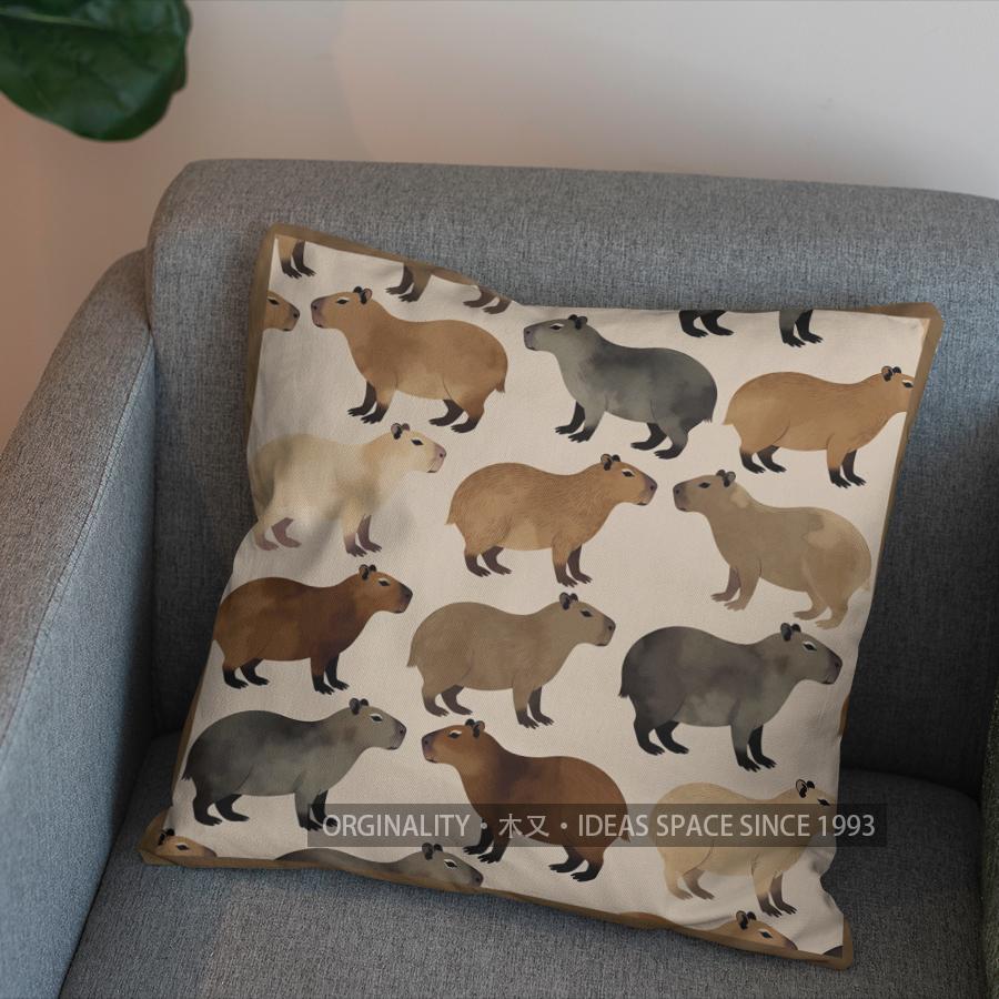2D Capybara Pattern Cushion For Cozy Decor Pattern Cushion Cover Suitable For Sofa Bedroom Car Pillow Cover