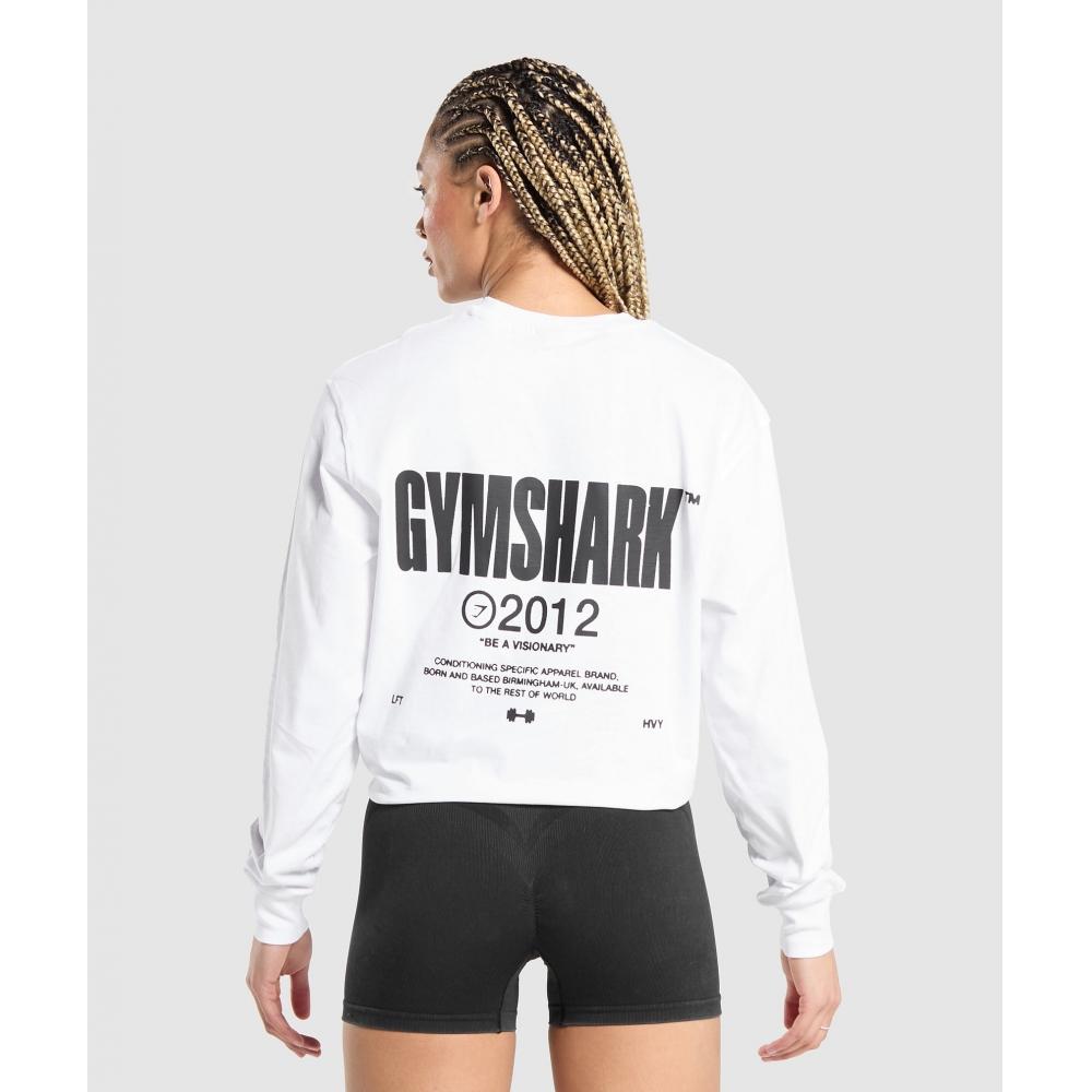 

GYMSHARK Be a Visionary Топ с длинными рукавами, белый B7A6M WB57