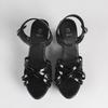 Womens Patent Leather Wedge Heel Sandals, Open Toe Thick Platform Waterproof Summer Plus Size Model Shoes