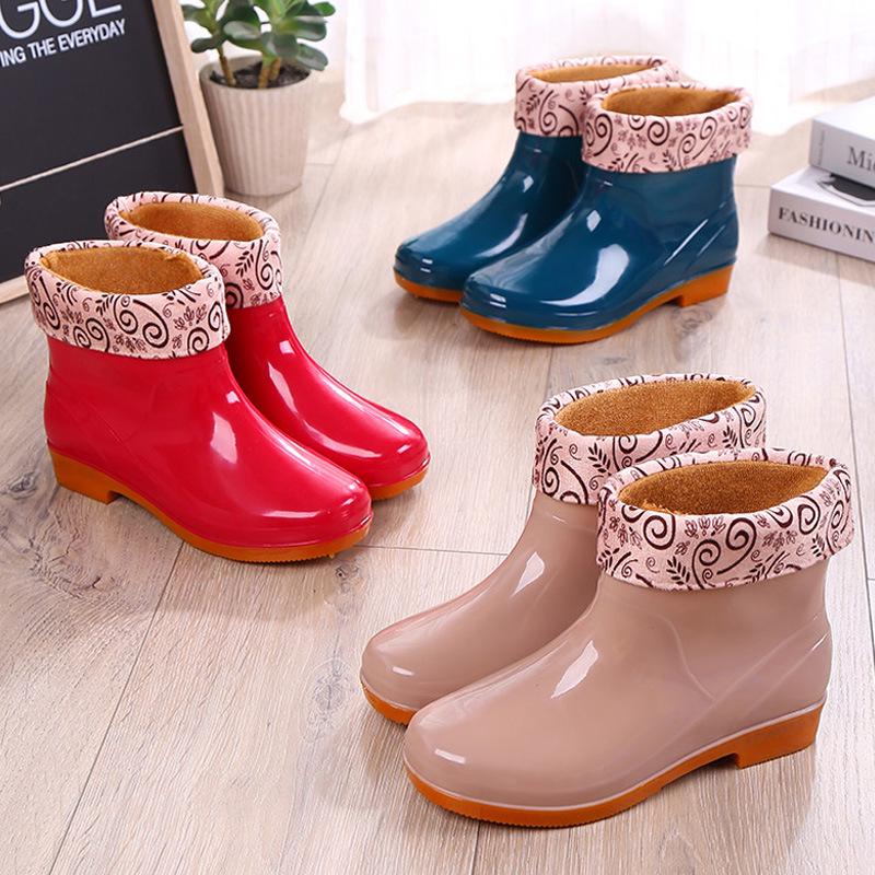 Women's Oxford Sole Waterproof Short Rain Boots - Non-Slip Fashion Outerwear Rubber Shoes