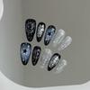 New 10pcs Handmade Wearable Press On Nails Y2k Starry Night Sky Almond Fake Nail Tips Detachable for Sweet Cool Girls&Women