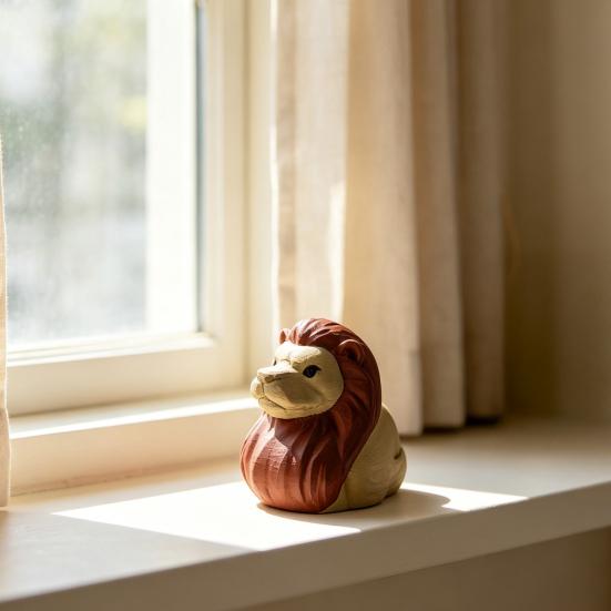 3D Printed Lion Duck Figurine, Low Saturation Color Desk Decor, Durable Matte Finish Nordic Style Display Ornament