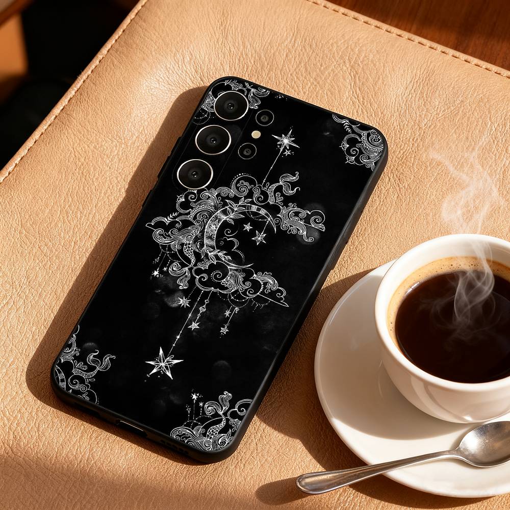 O-Occult Witchcraft Moon Gothic Witch Phone Case For Samsung S25,S24,S21,S22,S23,S30,Ultra,S20,FE,Lite,10,9,Black Cover