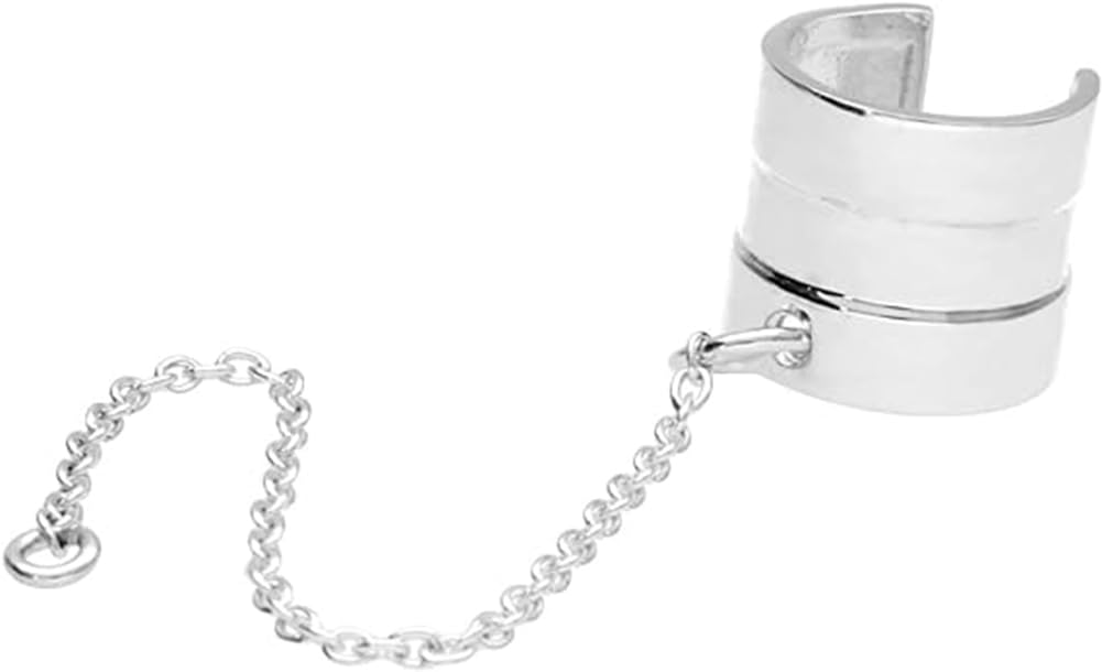 

Shinjuku Gin no Kura Silver 925 Ear Cuff with Chain, Single Earring for Men, Non-Pierced, Mirrored Finish