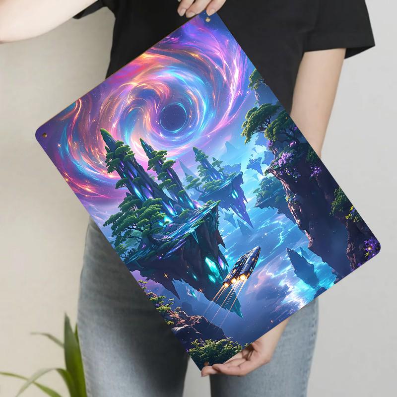 Dream Floating Island Starry Vortex Metal Tin Sign Home Decor Wall Art 20x30cm（7.8x11.8inch）
