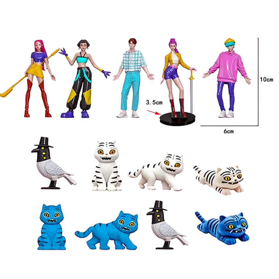 7/9/12pcs/Set Kpop Demon Hunters Action Figure Toy Derpys Tiger Rumi Mira Zoey Sussy Figurine Doll For Fans Gift