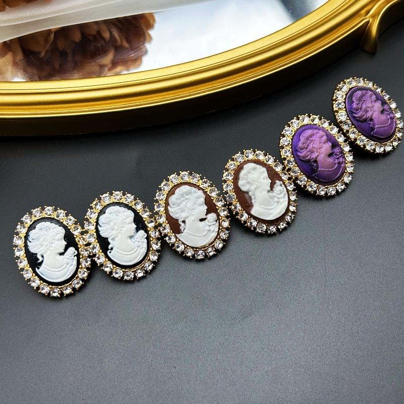 Vintage Western Style Versatile Cameo Oval 925 Silver Needle Earrings