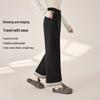 Xiangying Women's Grey Wool Blend High-Waist Straight-Leg Suit Pants
