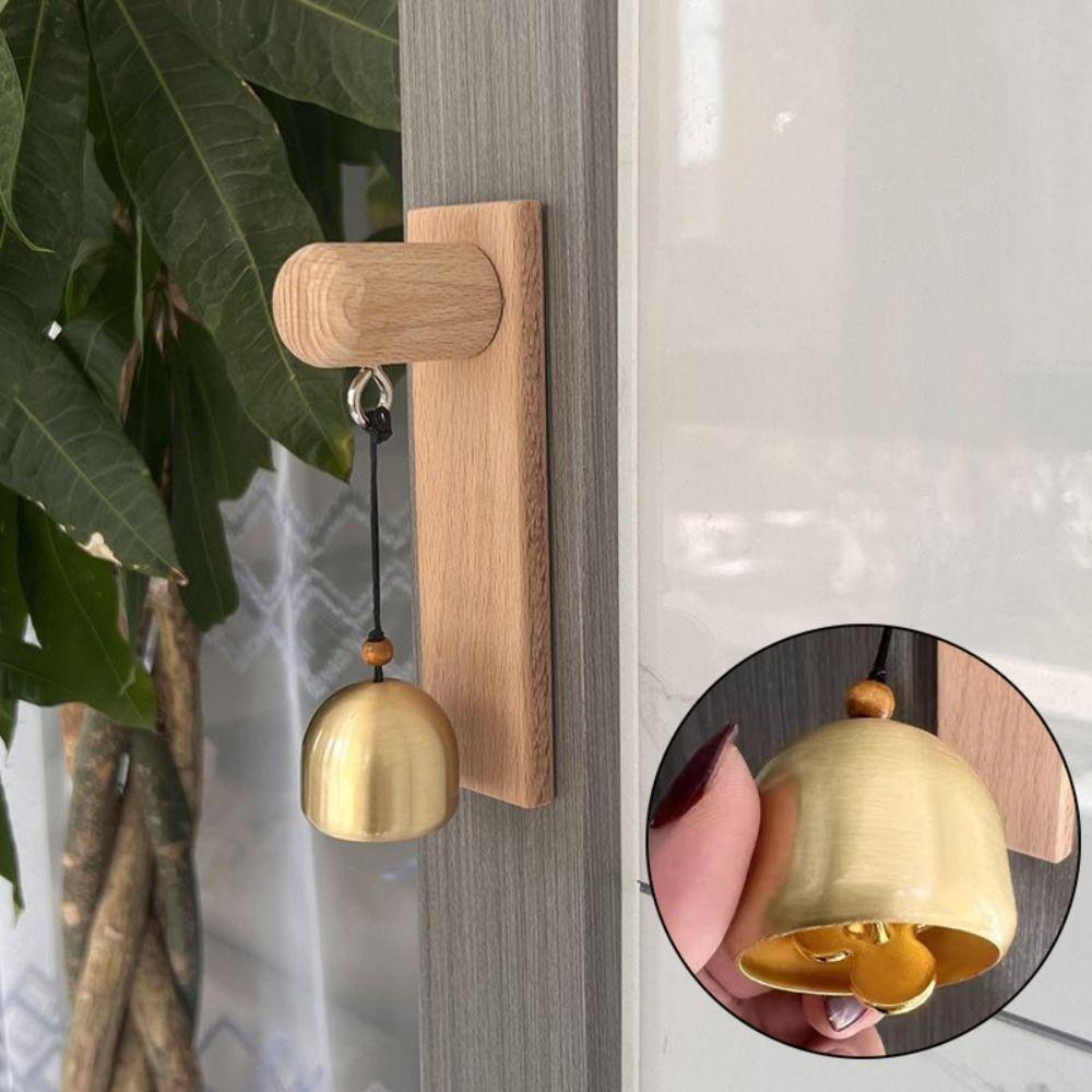Wooden Door Bell Strong Adhesive Hanging Decorative Shopkeepers Bell Delightful Sound Door Opening Wind Chime