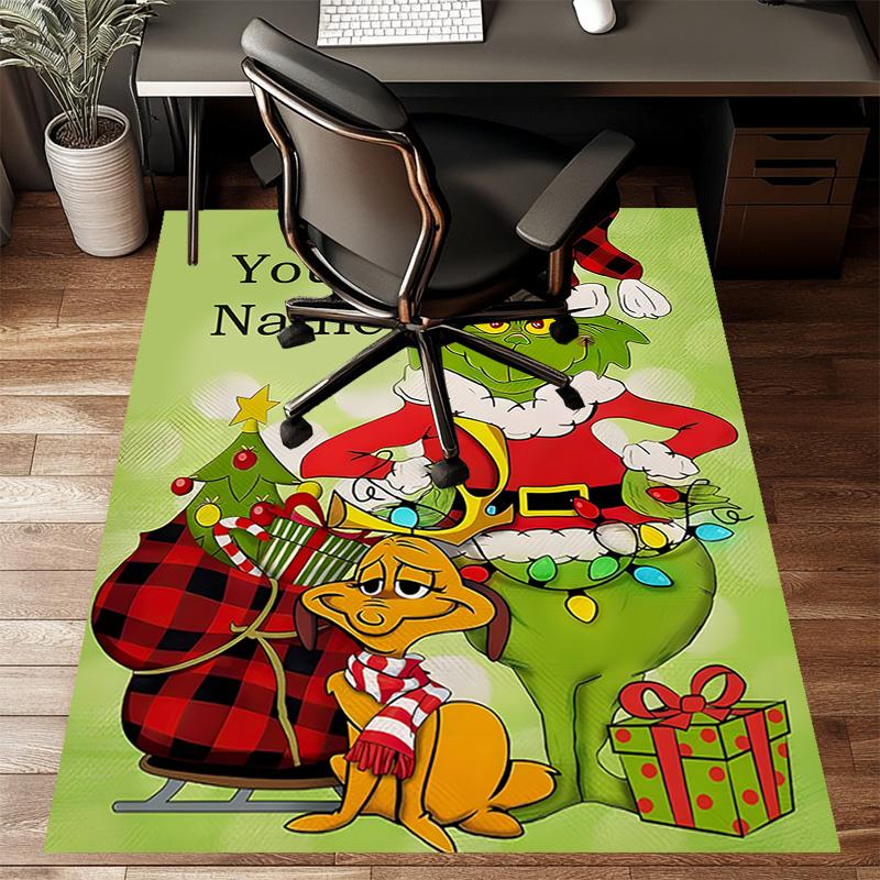 Benutzerdefinierte Crunch Weihnachtsmatte mit personalisiertem Namen, waschbarer Polyester-Teppich für den Innenbereich, Eingangsbereich, Geschenk für Weihnachten, Ostern, Thanksgiving-Tag