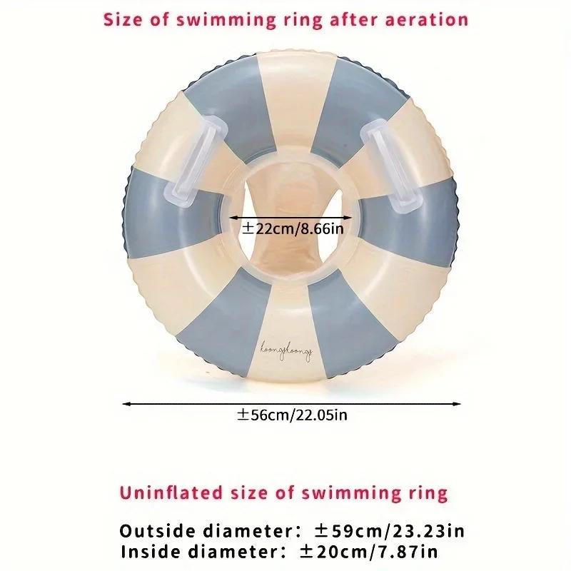 

Durable Thick PVC Youngsters Vintage Striped Swimming Ring with Handles - Blue&Pink Swimming Pool Accessories for 4 year child синій