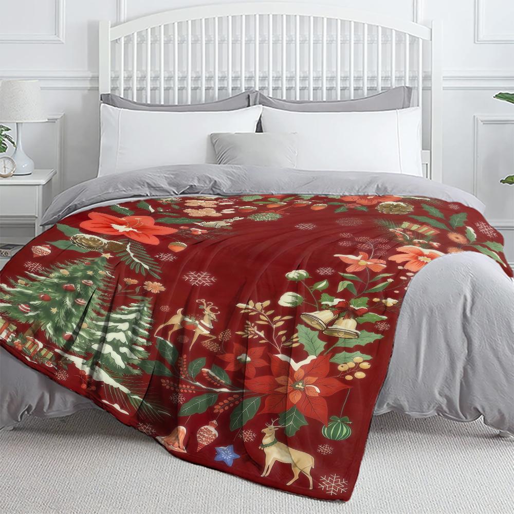 Festive Christmas  Flannel Thin Blankets Cozy Patterns for A Merry Holiday Flannel Blanket New Year Home Decoration Gift