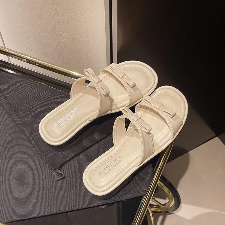 Evening Breeze Gentle Slippers Women's 2025 Summer New Fashion Platform Sandals High Sense with Skirt Bow Sandals