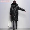 Giacca da donna in piumino ispessita in inverno per trattenere il calore, cappotto da donna lungo medio alla moda liscio e lavabile