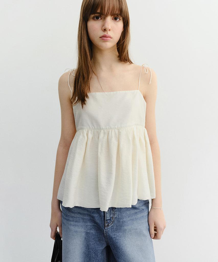 Deonseuteu Flared Bustier Blouse_Udbl6B230_Ivory