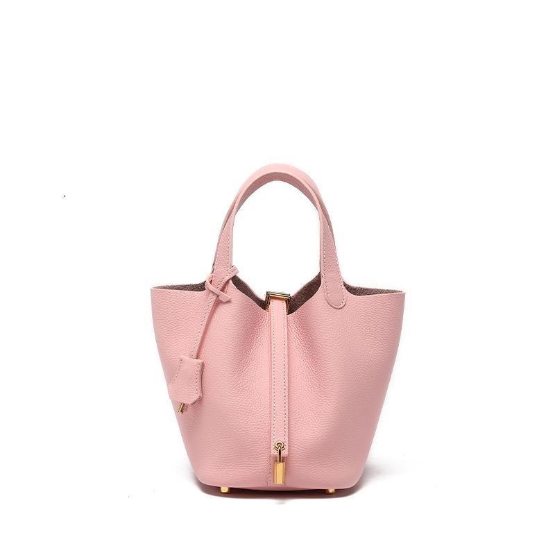 Vegetable basket bag women s high-quality leather exquisite bucket bag, niche large-capacity women s high-end handbag