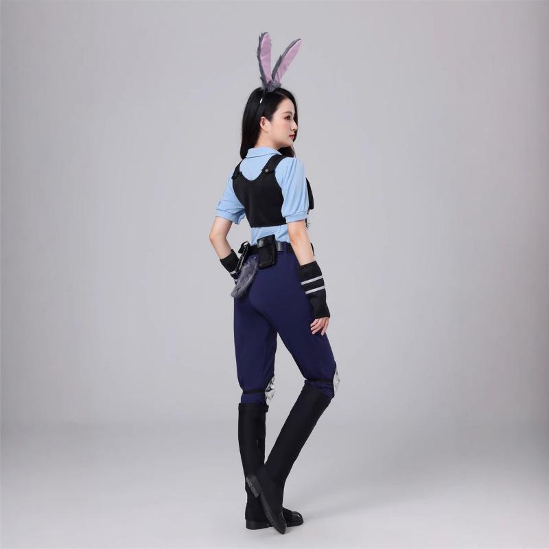 Halloween Voksenkostyme Gal Zootopia Kanin Judy Politibetjent Kostyme Langermet Kortermet Draktsett