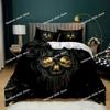New Skull Duvet Cover Set Abstract Texture with Skull and Crossbones Pattern Aged Rusty Grunge Style Polyester Bedding Set