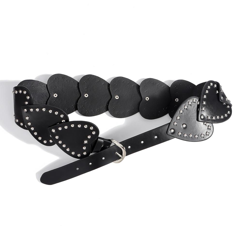 Love Heart Wide Women's Belt Punk Dress Jeans Belt Heavy-Duty Rivet Waist Belt  Spicy Girls