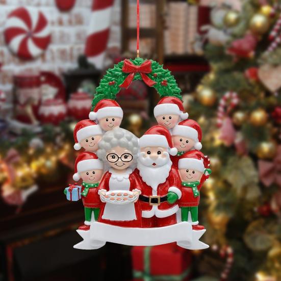 Christmas Pendant Santa Claus Family Hanging Pendant Classic Colors Family Theme Festive Atmosphere Decor