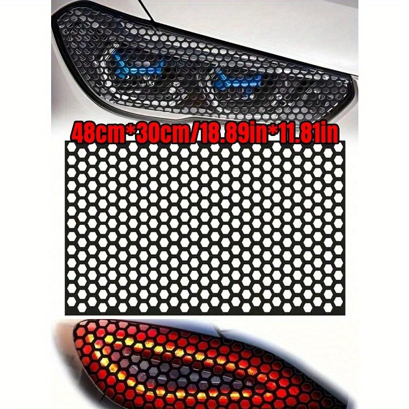 1pc Black Car Rear Light Honeycomb Sticker, Black Carbon Fiber Style Decal, Car Lights Universal